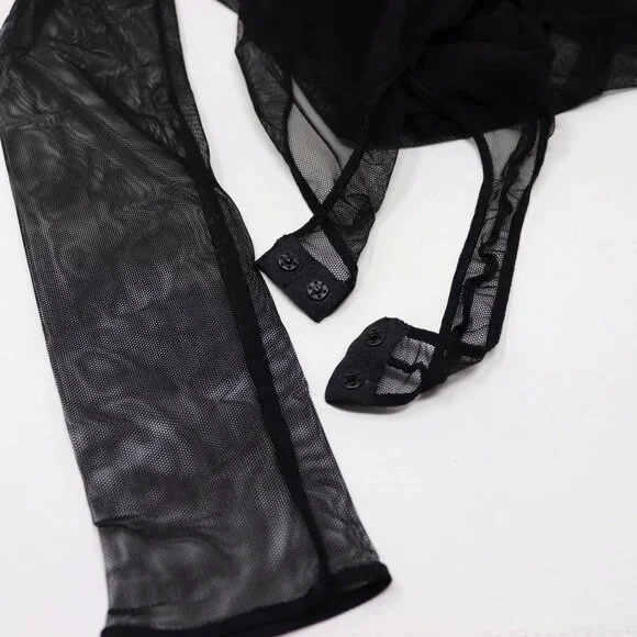 AKRIS Mock-Neck Illusion Sheer See Through Long-Sleeve Mesh Bodysuit - Picture 10 of 12